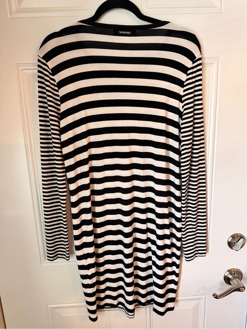 Michael Kors Black & White Striped Long-Sleeve Dress